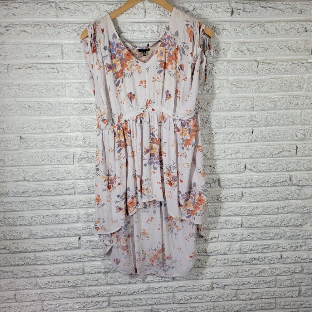 Torrid Womens Dress 1 1X Tied Cold Shoulder Orange Floral High Low FLO112E